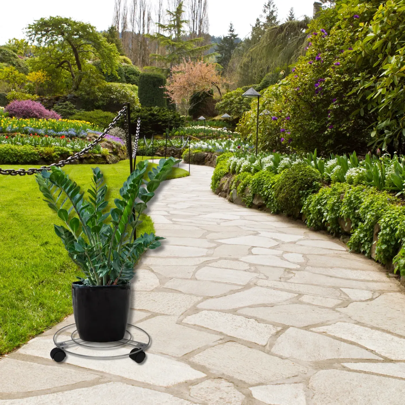 Gerimport Planten Trolley/multiroller - Grijs - Metaal - D35 Cm