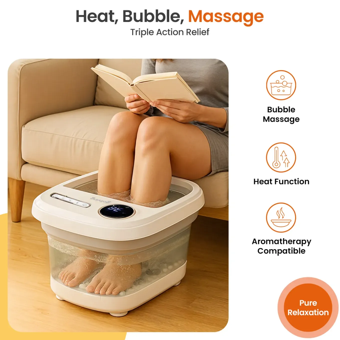Goliving Automatische Voetenbad - Voetmassage Apparaat - Inklapbaar