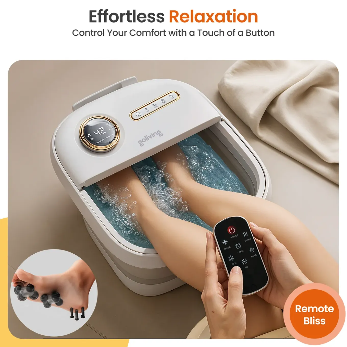 Goliving Automatische Voetenbad - Voetmassage Apparaat - Inklapbaar