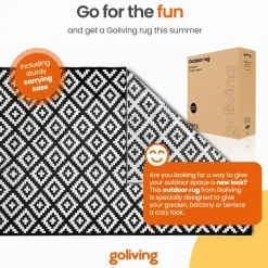 Goliving Buitenkleed Summer Diamond - 183x290 - Vloerkleed - Tuinkleed - Incl. Tas - Zwart