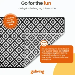 Goliving Buitenkleed Summer Diamond - 183x290 - Vloerkleed - Tuinkleed - Incl. Tas - Zwart