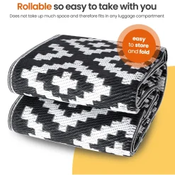 Goliving Buitenkleed Summer Diamond - 183x290 - Vloerkleed - Tuinkleed - Incl. Tas - Zwart