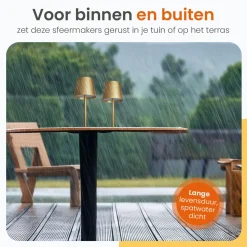 Goliving Essence Tafellamp Oplaadbaar – Dimbaar – Touch Lamp – Nachtlamp – 26 Cm – Goud