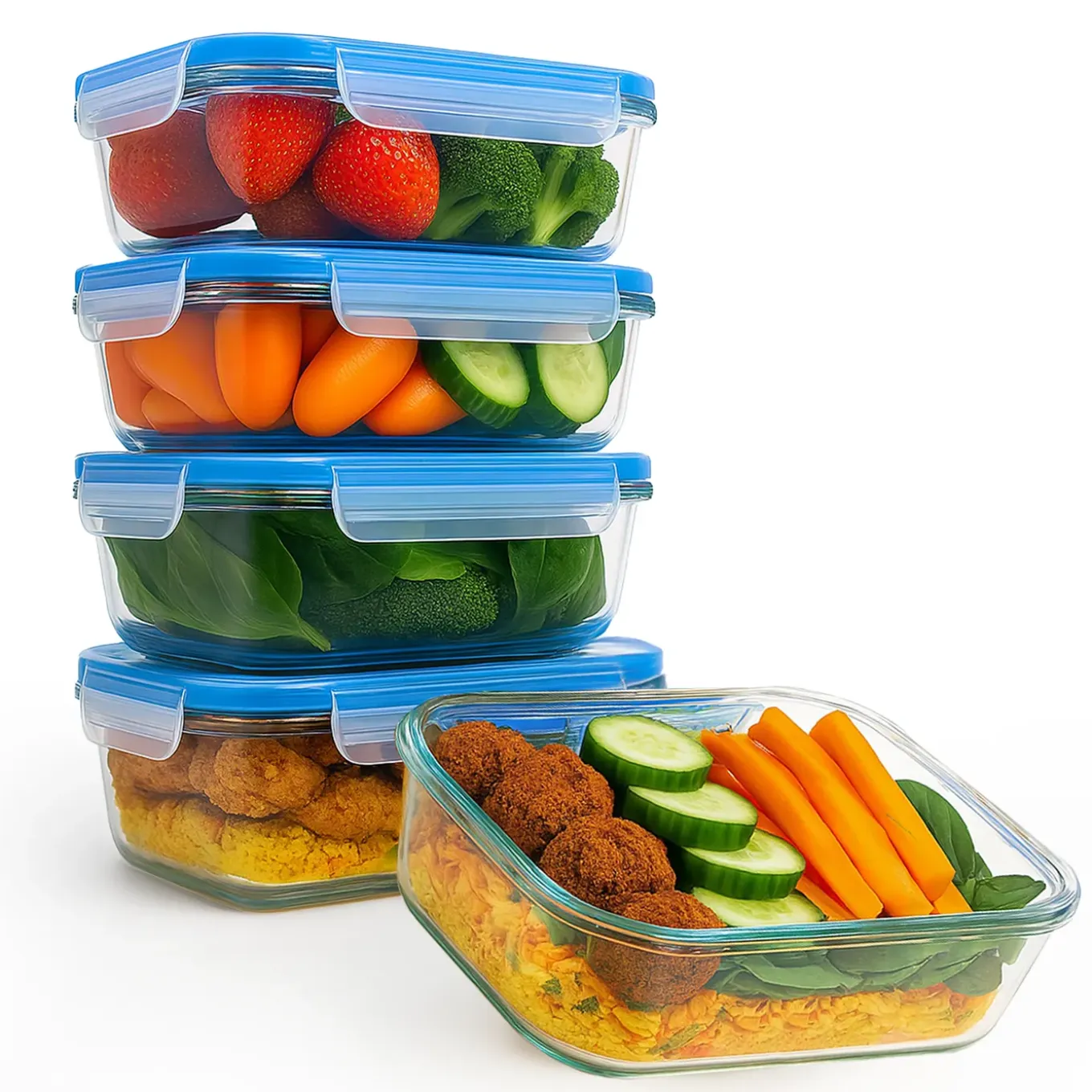 Goliving Glazen Meal Prep Bakjes - Set Van 5 Vershoudbakjes - 1l