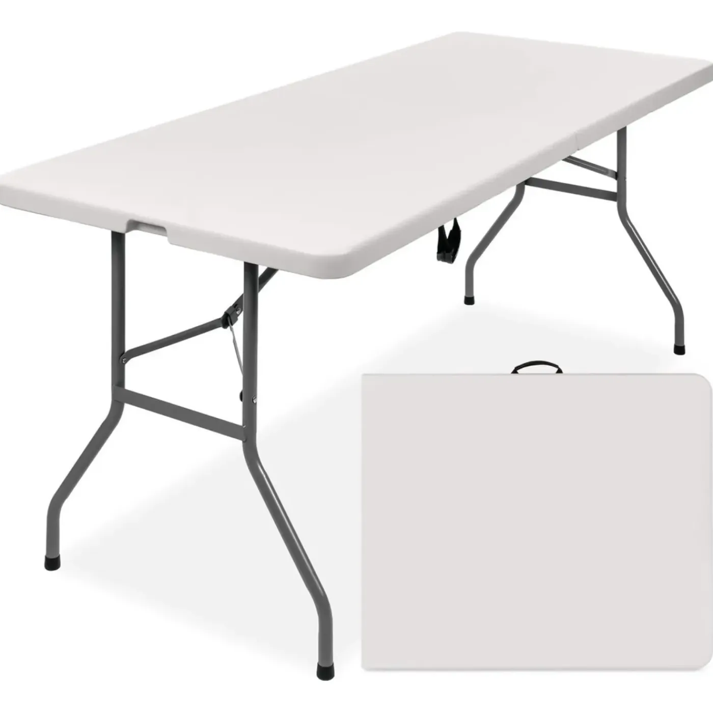 Goliving Inklapbare Tafel – Klaptafel – Campingtafel – Vouwtafel - 180x70x74 – Wit