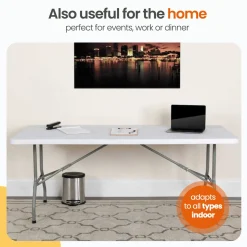 Goliving Inklapbare Tafel – Klaptafel – Campingtafel – Vouwtafel - 180x70x74 – Wit