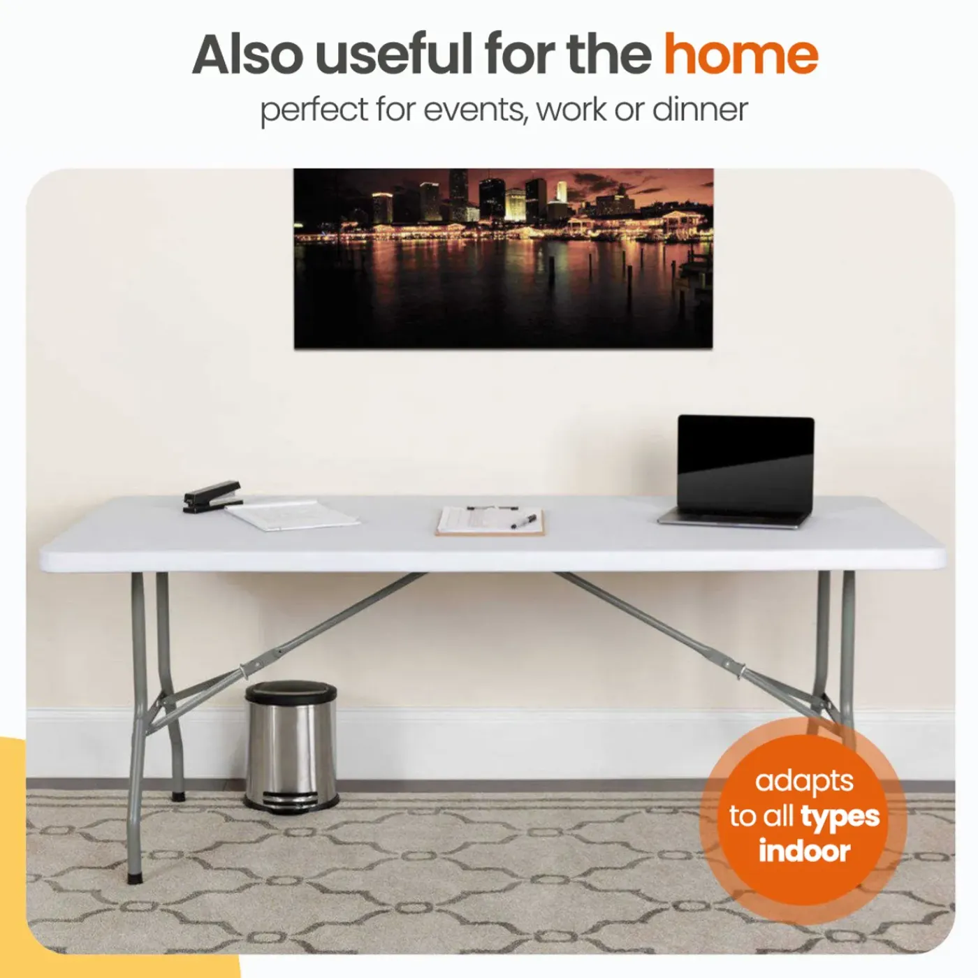 Goliving Inklapbare Tafel – Klaptafel – Campingtafel – Vouwtafel - 180x70x74 – Wit