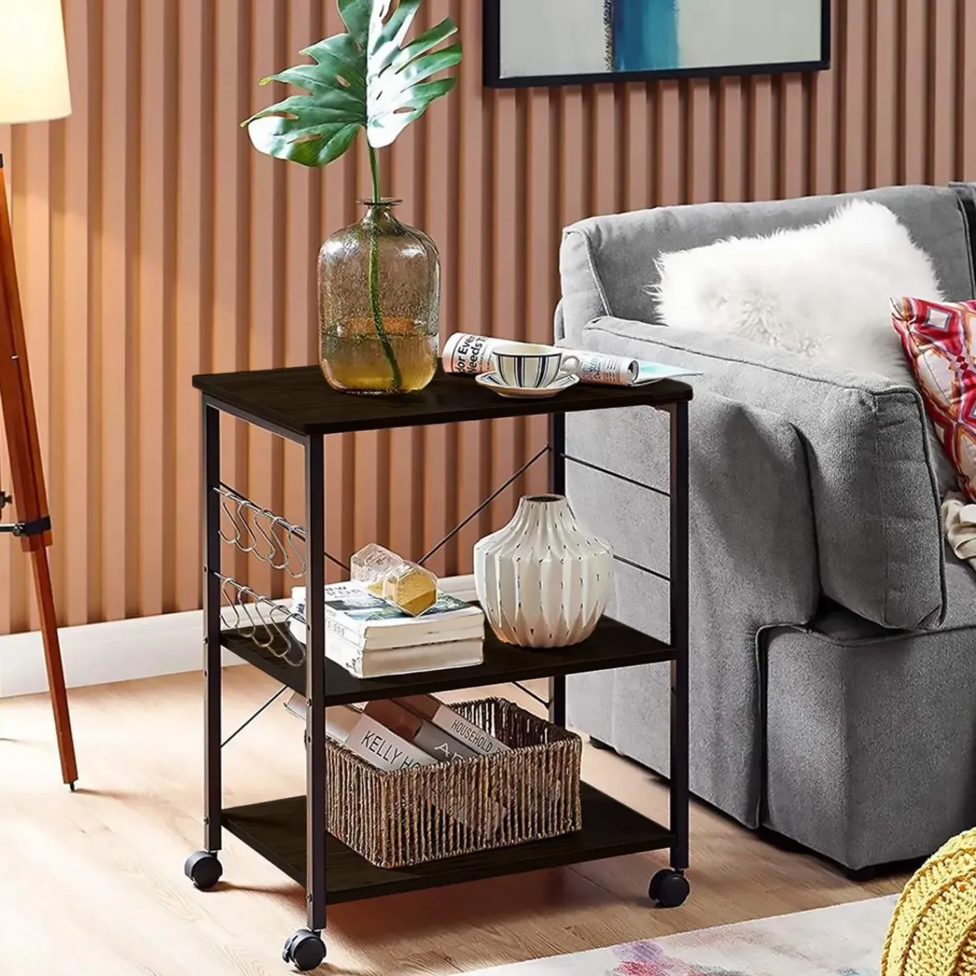 Goliving Keukentrolley - Keukenkast - Keukenrek - Serveerwagen - 60x40x89 - Zwart Hout