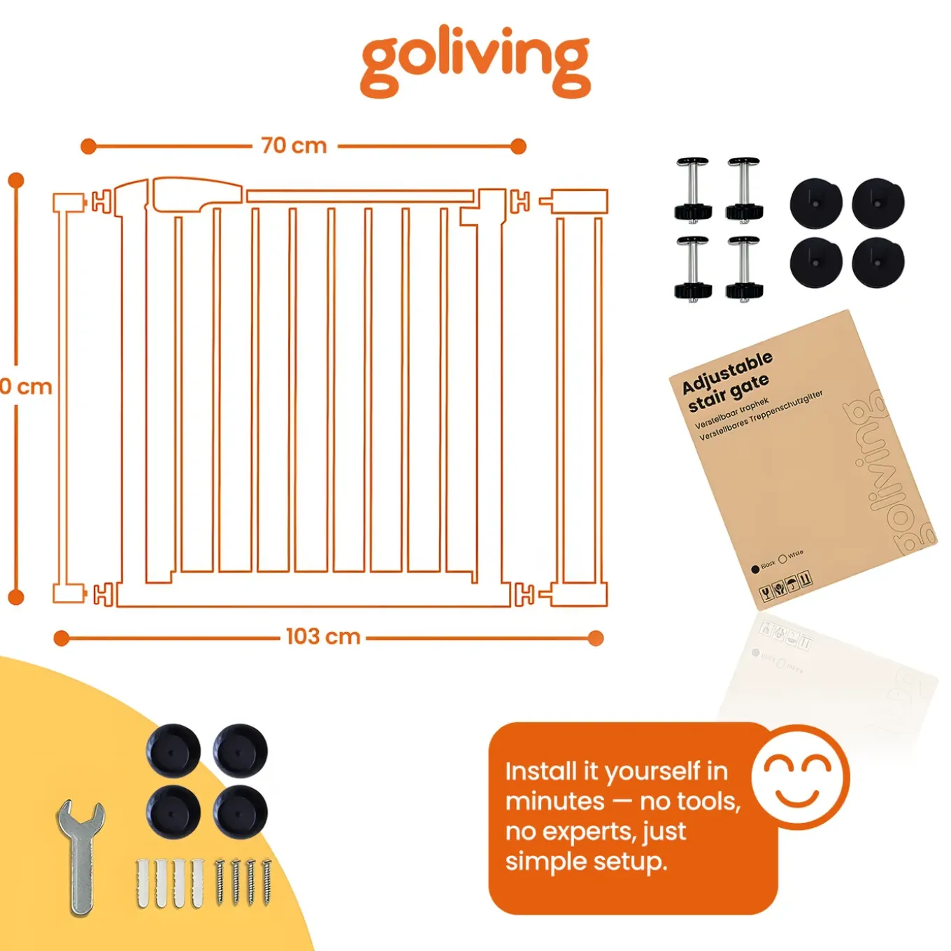 Goliving Traphekje Zonder Boren - Klembevestiging - Uitbreidbaar - Metaal - 75 T/m 103 Cm - Zwart