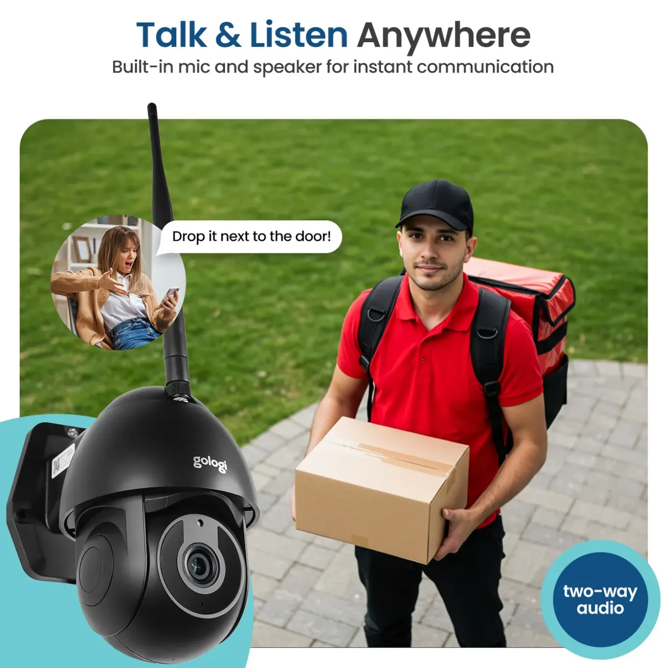 Gologi Superior Outdoorcamera - Buiten Camera - Nachtzicht - Beveiligingscamera - 3mp - Wifi - Zwart