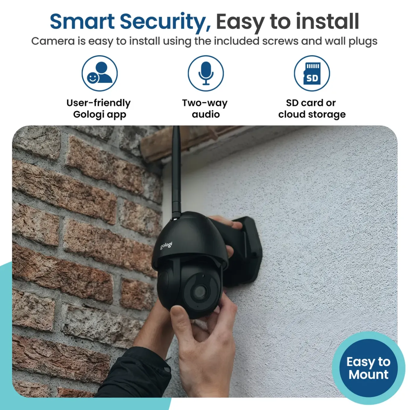 Gologi Superior Outdoorcamera - Buiten Camera - Nachtzicht - Beveiligingscamera - 3mp - Wifi - Zwart
