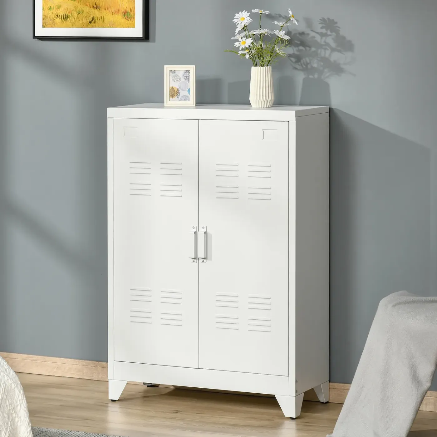 4Goodz Archiefkast Metaal Met Magnetische Deur 33x75x110 Cm - Wit