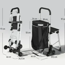 4Goodz Boodschappenkar - Trolley 40 Liter - Zwart