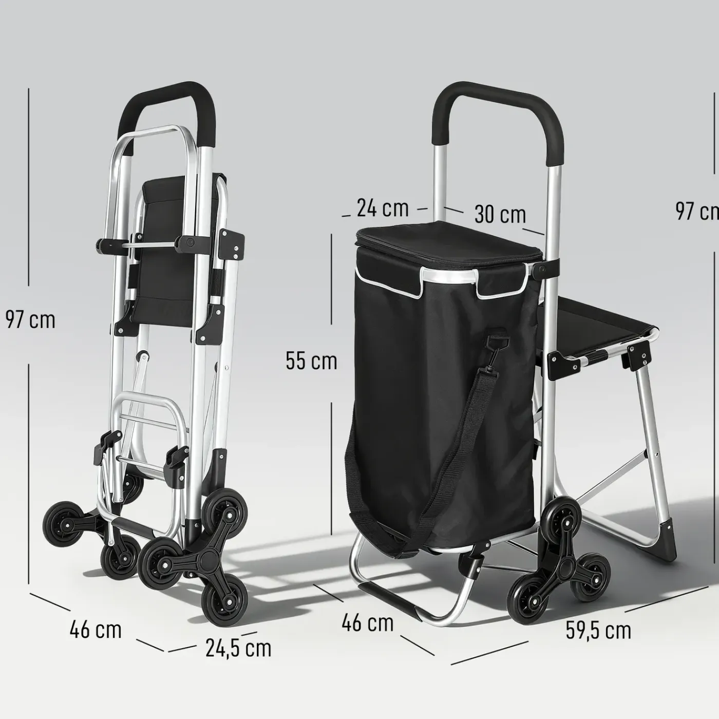 4Goodz Boodschappenkar - Trolley 40 Liter - Zwart