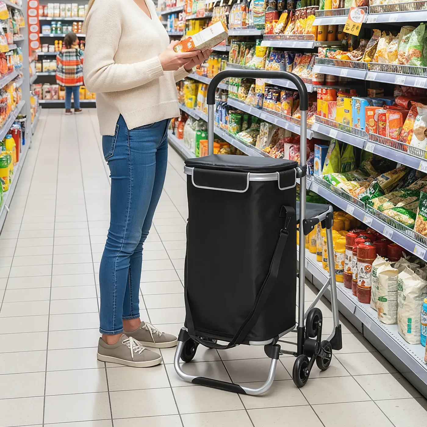 4Goodz Boodschappenkar - Trolley 40 Liter - Zwart