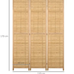 4goodz 3-delige Kamerscherm Opvouwbaar - Roomdivider Bamboe - Bruin