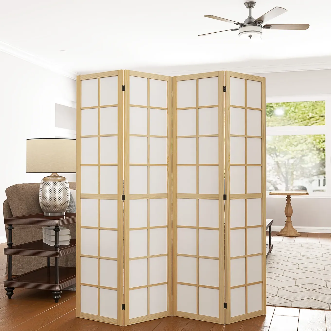 4goodz 4-delige Kamerscherm Opvouwbaar - Roomdivider Met Houten Frame