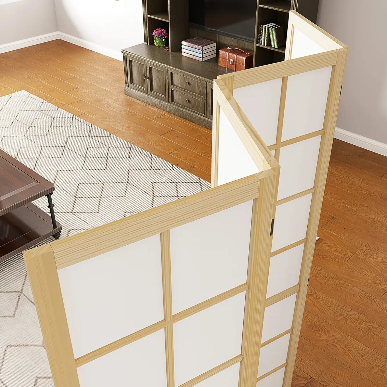4goodz 4-delige Kamerscherm Opvouwbaar - Roomdivider Met Houten Frame