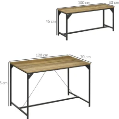 4Goodz Eetkamerset Industrieel Design 3-delig Voor 4 Personen - Eettafel Met 2 Banken