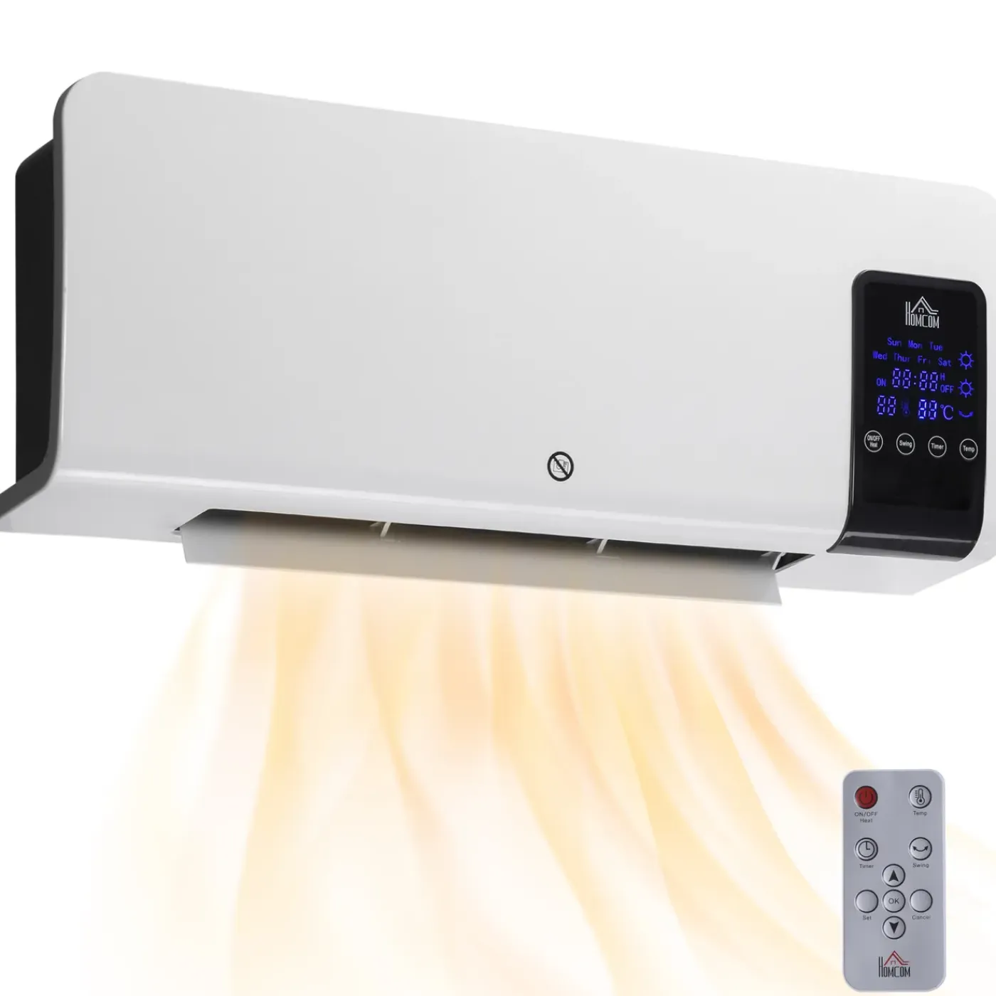 4Goodz Elektrische Heater Wandmontage Met Oscillatiefunctie - 2 Standen - Timer - Led-display