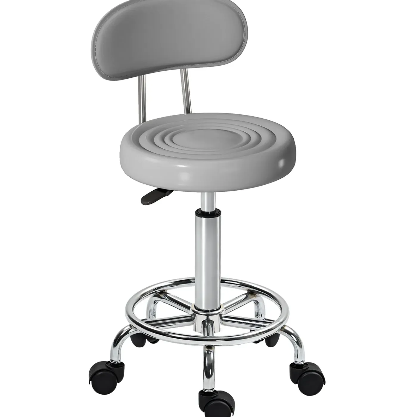 4Goodz Ergonomische Rolkruk Met Rugleuning In Hoogte Verstelbaar - Grijs