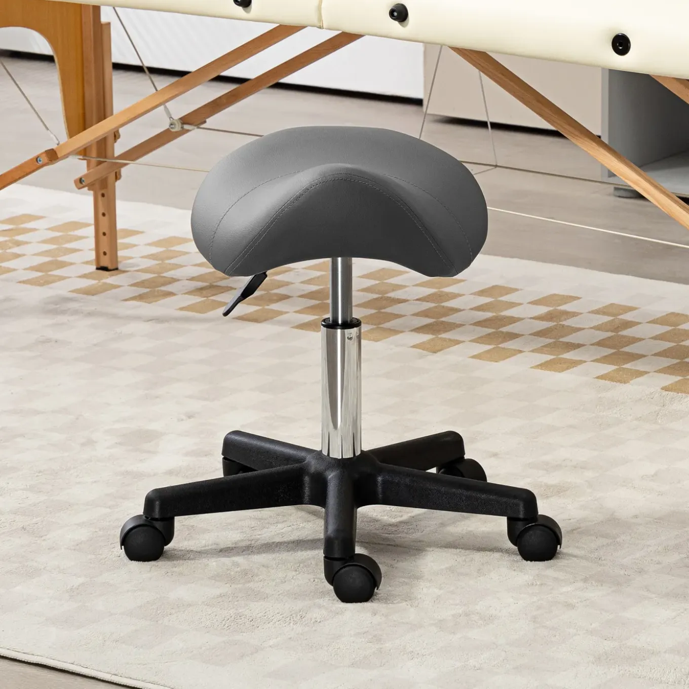4goodz Ergonomische Zadelkruk Kunstleer Amazonekruk In Hoogte Verstelbaar 45-59 Cm - Grijs