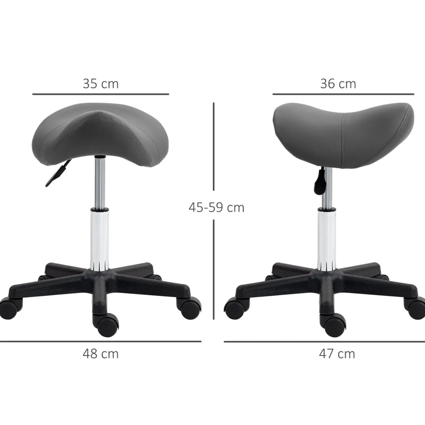 4goodz Ergonomische Zadelkruk Kunstleer Amazonekruk In Hoogte Verstelbaar 45-59 Cm - Grijs