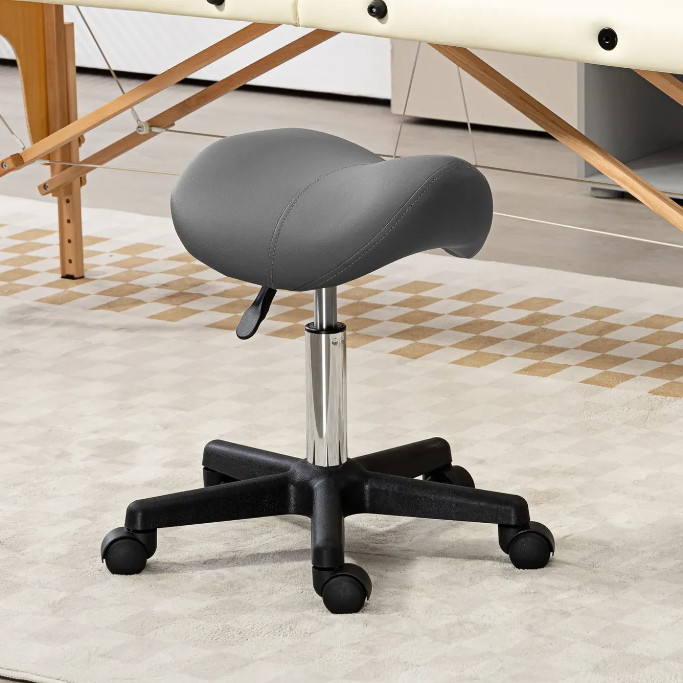 4goodz Ergonomische Zadelkruk Kunstleer Amazonekruk In Hoogte Verstelbaar 45-59 Cm - Grijs