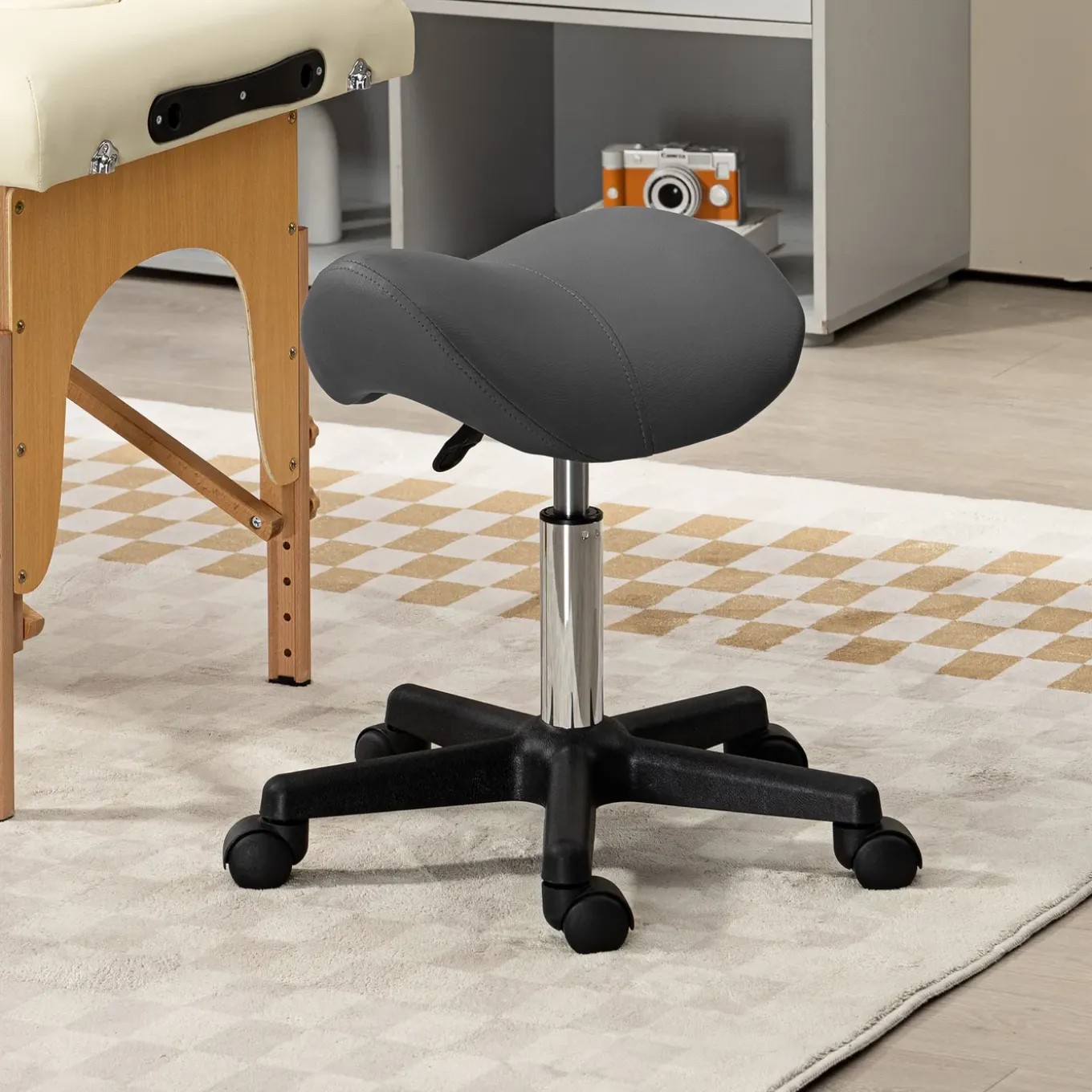 4goodz Ergonomische Zadelkruk Kunstleer Amazonekruk In Hoogte Verstelbaar 45-59 Cm - Grijs