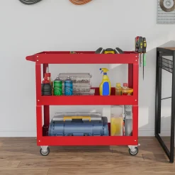 4goodz Gereedschapswagen Met 3 Etages, Lege Werkplaatswagen - Rood