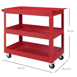 4goodz Gereedschapswagen Met 3 Etages, Lege Werkplaatswagen - Rood