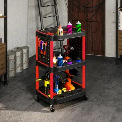 4Goodz Gereedschapswagen Met 3 Niveaus - 2 Zijhandvatten - 10 Haken