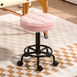 4Goodz Hoogteverstelbare Rolkruk 55-66 Cm 360° Draaibaar - Roze