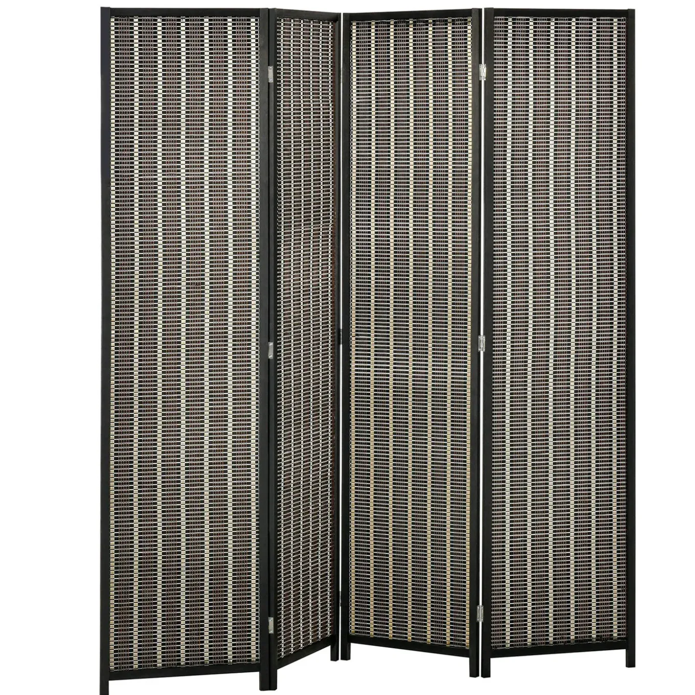 4goodz Kamerscherm Opvouwbaar - Roomdivider Grenenhout/bamboe 180x180 Cm - Bruin/zwart