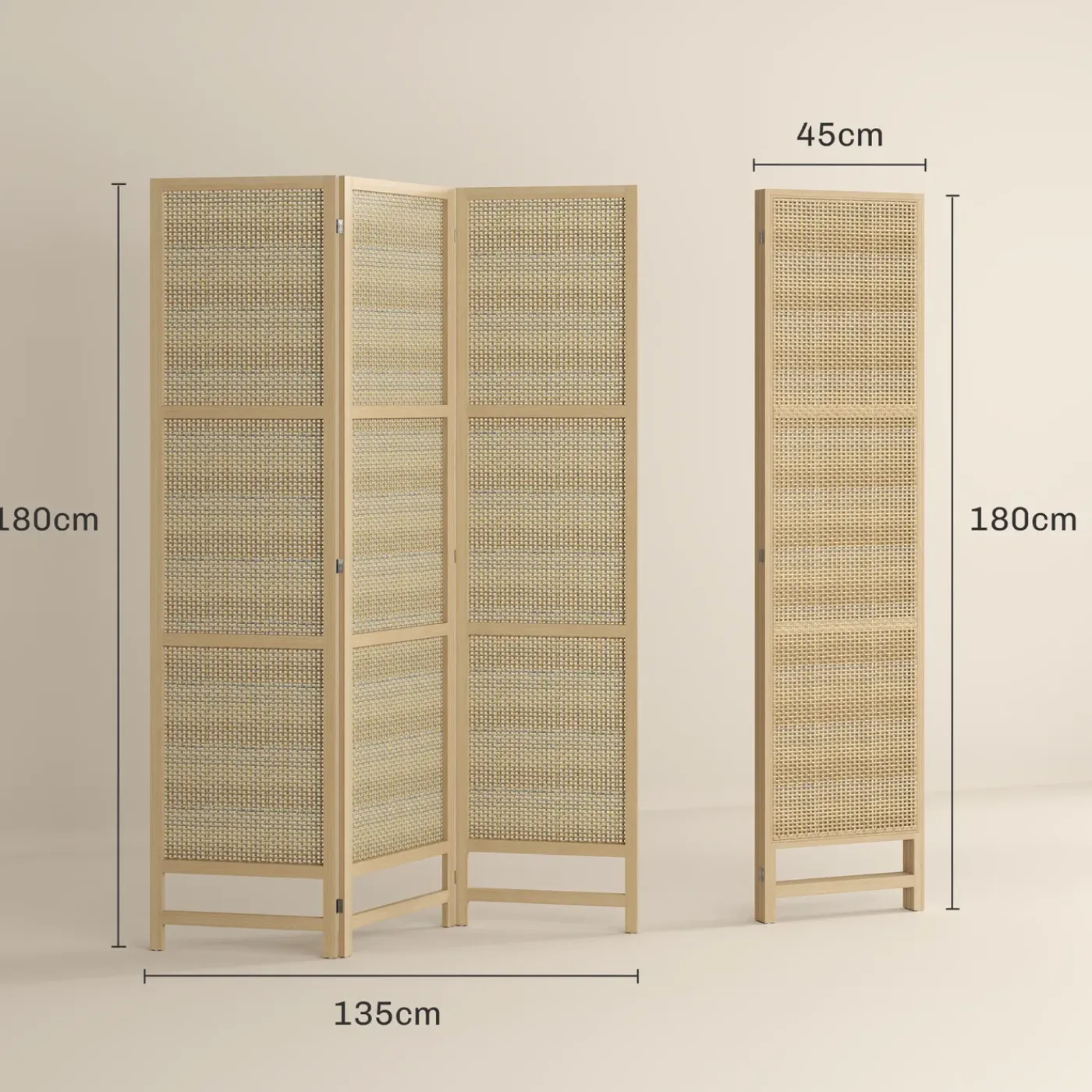 4Goodz Kamerscherm Opvouwbaar - Roomdivider Rotan 135x180 Cm - Bruin/zwart