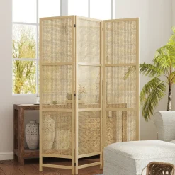 4Goodz Kamerscherm Opvouwbaar - Roomdivider Rotan 135x180 Cm - Bruin/zwart