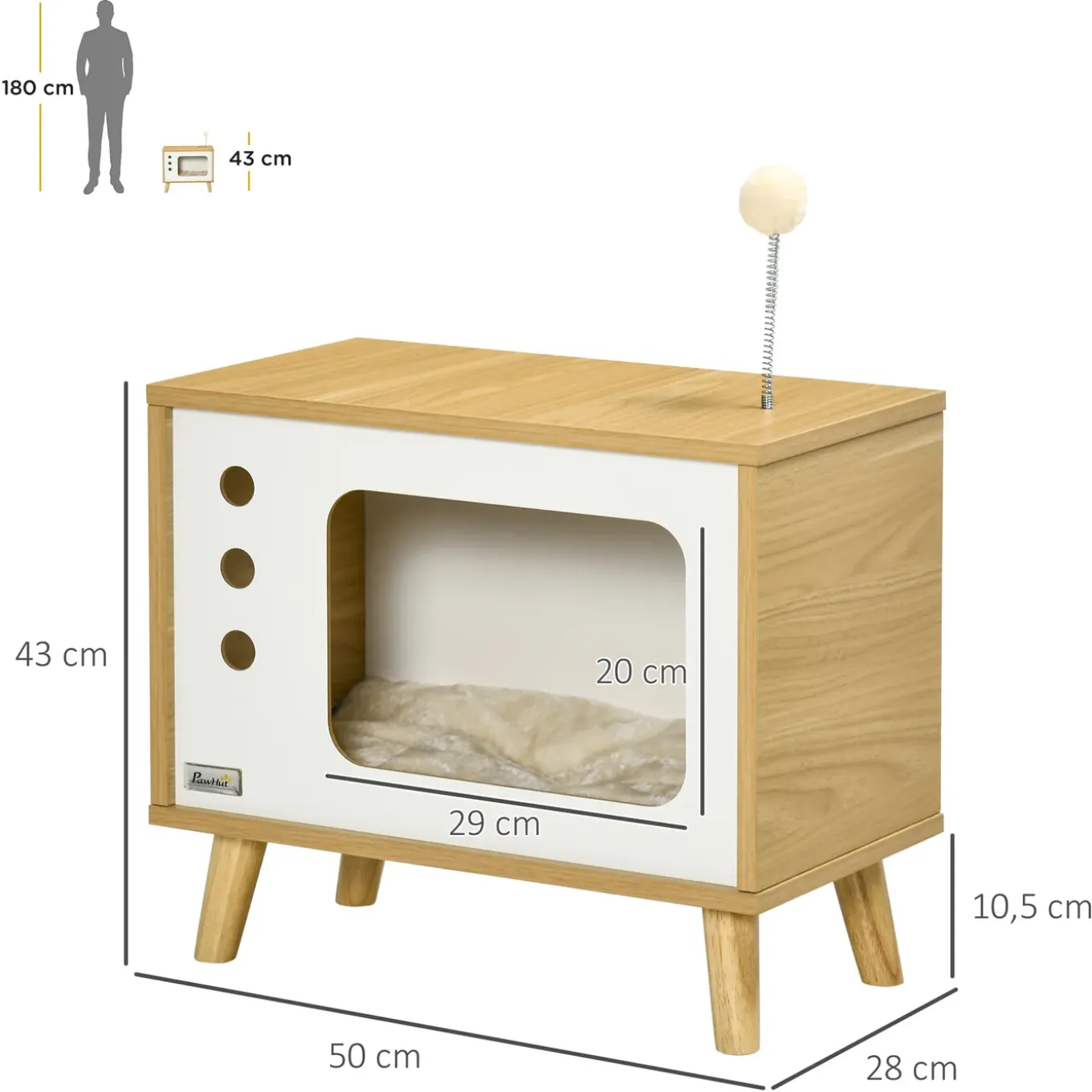 4goodz Kattenmand Model Tv - 50x28x43 Cm - Bruin/wit