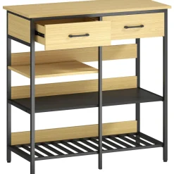 4Goodz Keukenrek Met 2 Lades - 3 Open Planken 90 X 40 X 91 Cm - Bruin