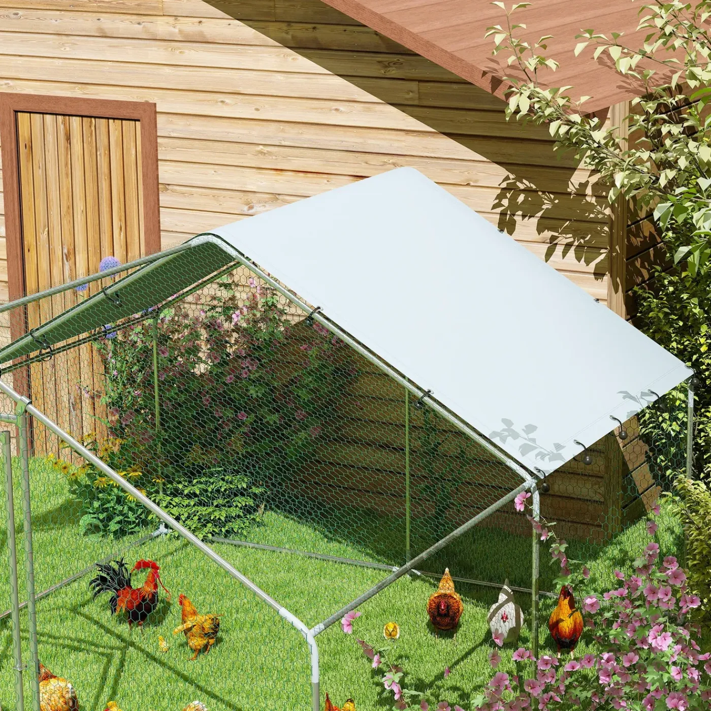 4Goodz Kippenren Met Waterdichte En Uv-bestendige Hoes - 10-15 Kippen - 3 X 3,4 X 1,9 M