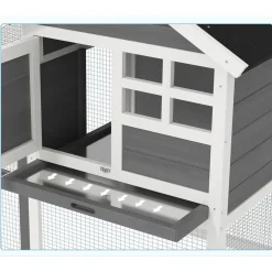 4Goodz Konijnenhok - Uitneembare Lade 122x62x92 Cm - Grijs+zwart+wit