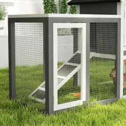 4Goodz Konijnenhok - Uitneembare Lade 122x62x92 Cm - Grijs+zwart+wit