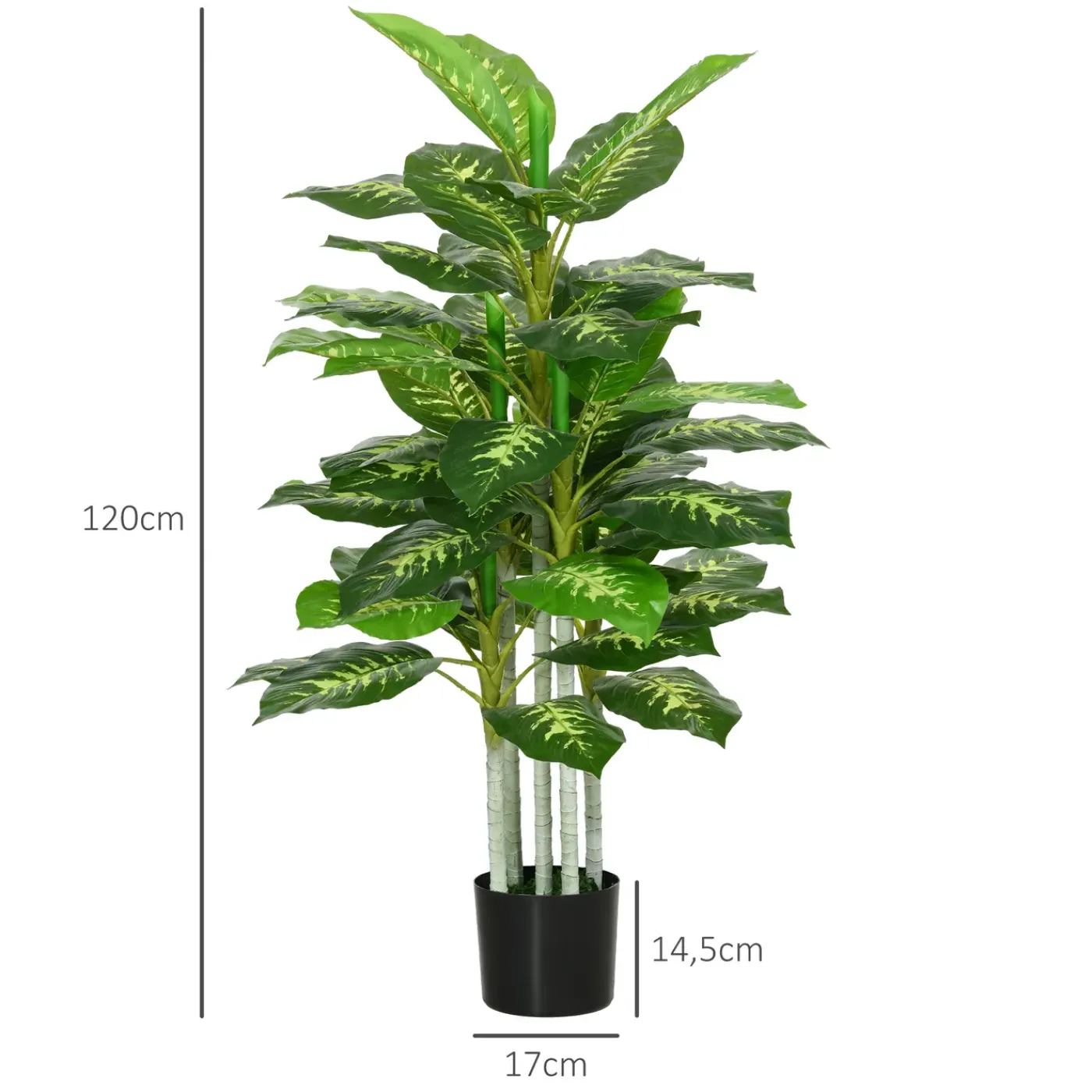 4Goodz Kunstplant Dieffenbachia - Kunstplant Met Pot -120 Cm - Groen