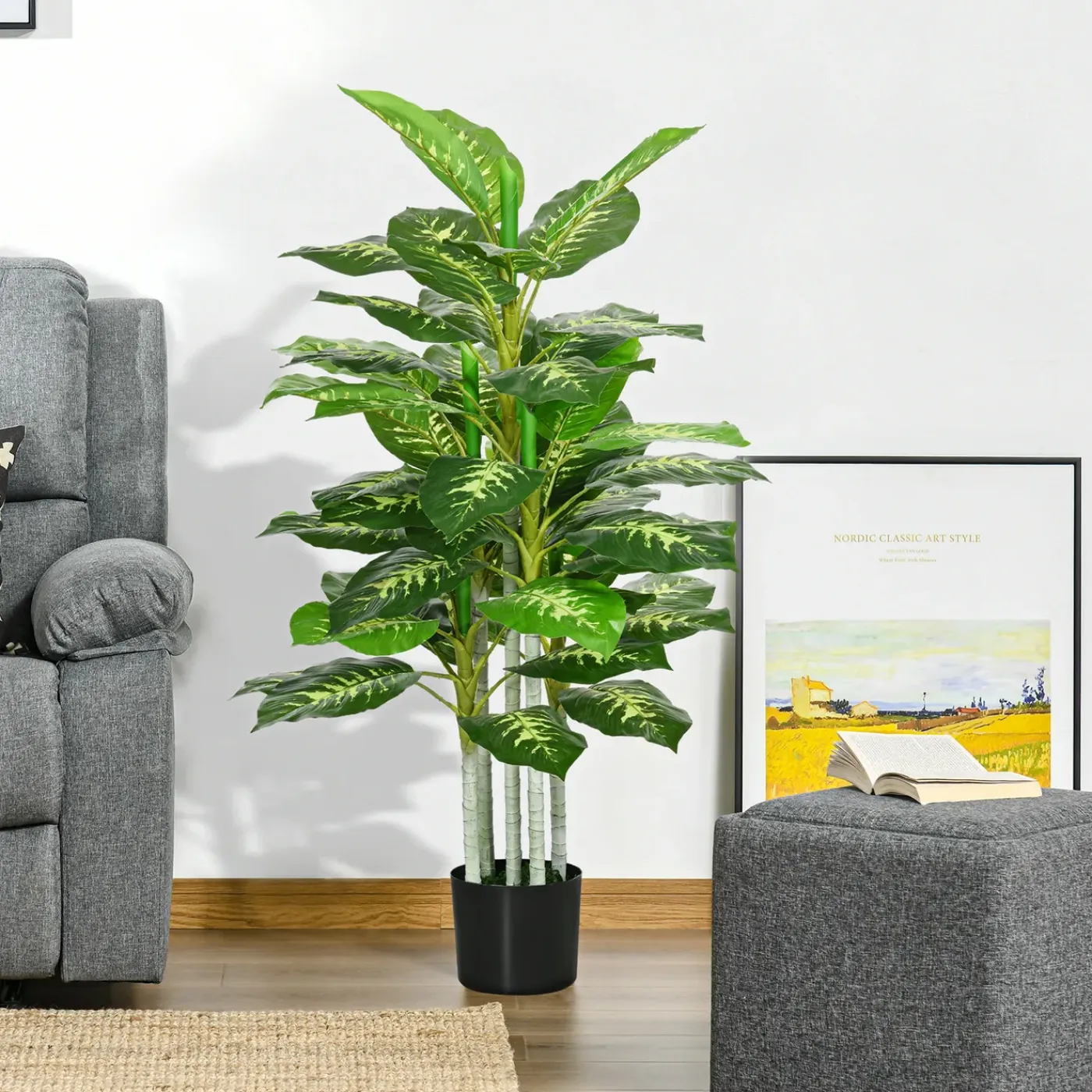 4Goodz Kunstplant Dieffenbachia - Kunstplant Met Pot -120 Cm - Groen