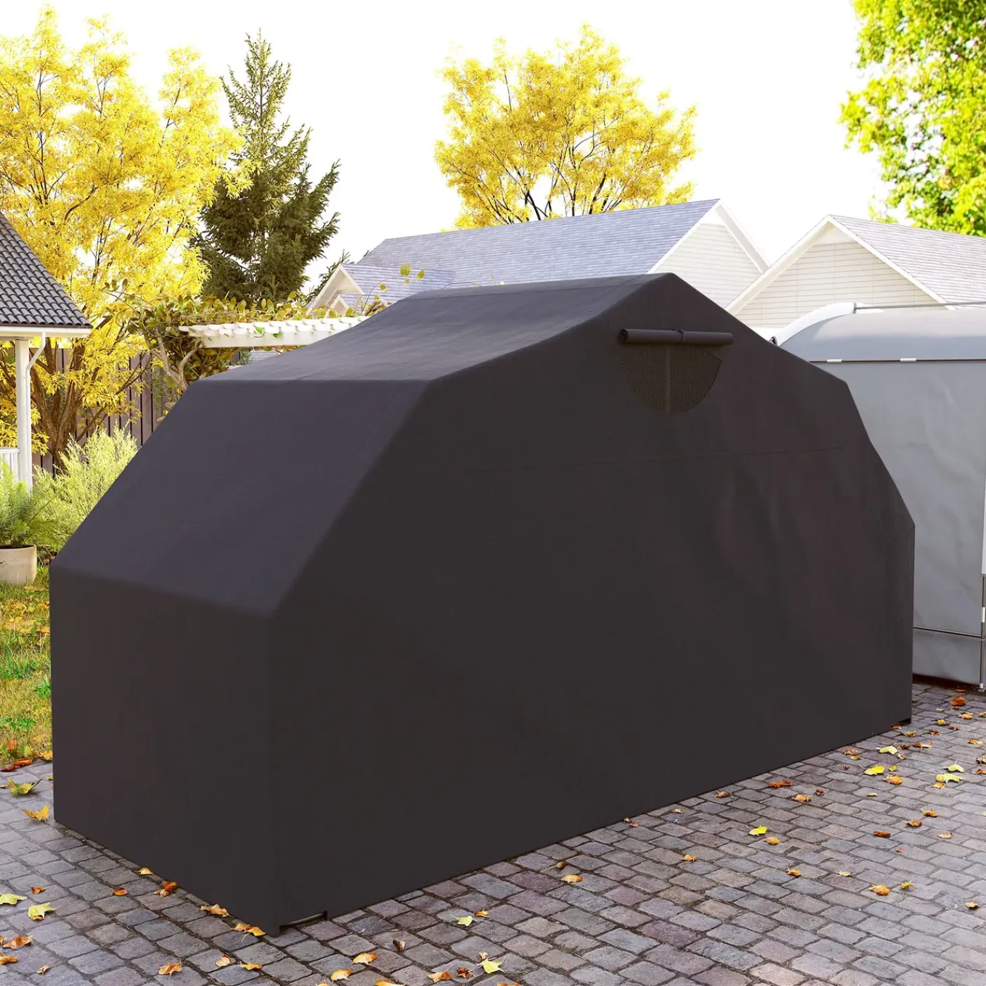 4Goodz Motorberging Opslagtent Waterdicht Xxl 345x135x191cm - Zwart