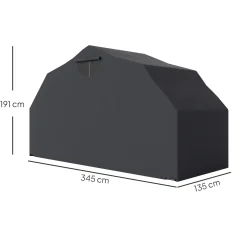 4Goodz Motorberging Opslagtent Waterdicht Xxl 345x135x191cm - Zwart