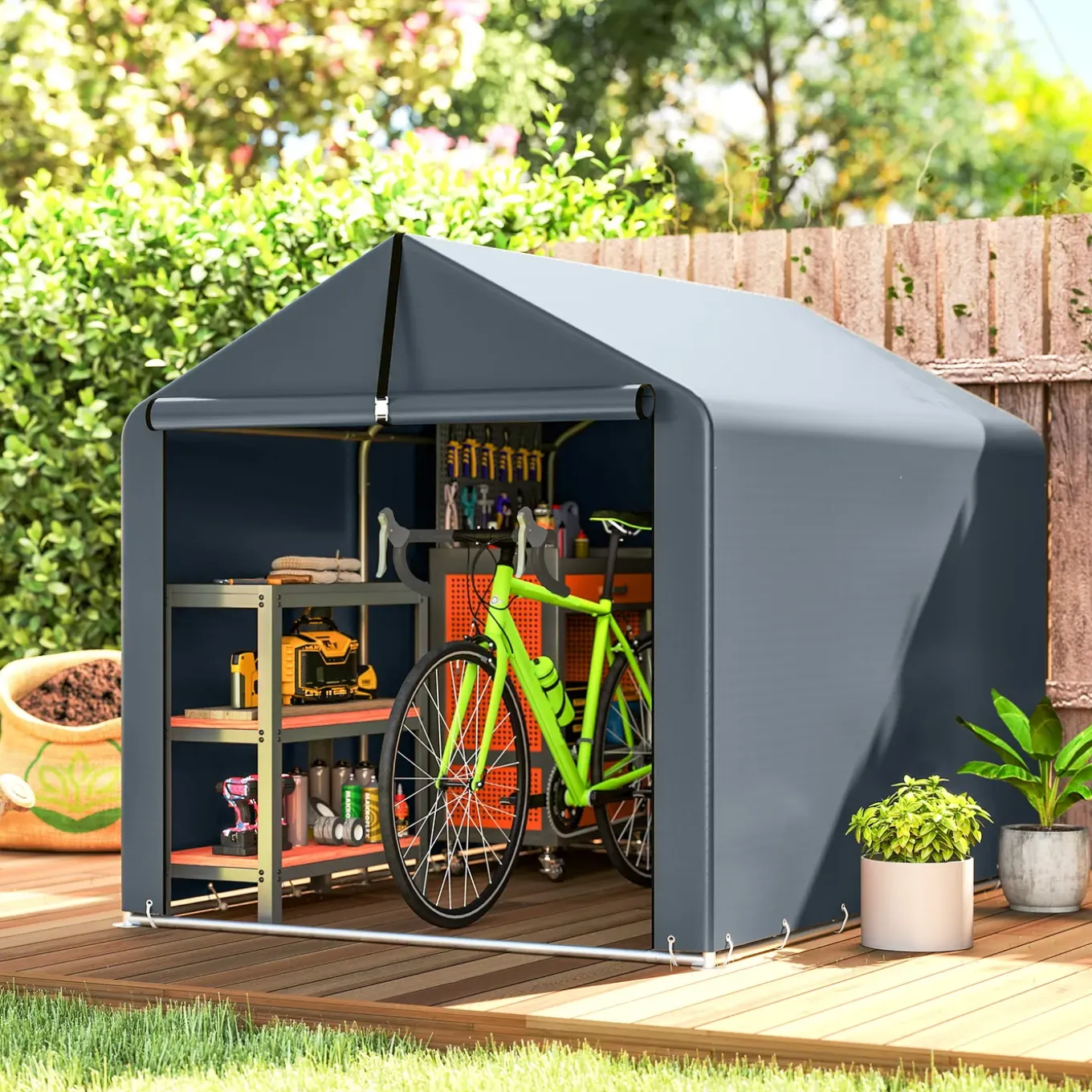4goodz Opslagtent Weersbestendig Voor Fietsen Of Gereedschap 221x162x163 Cm