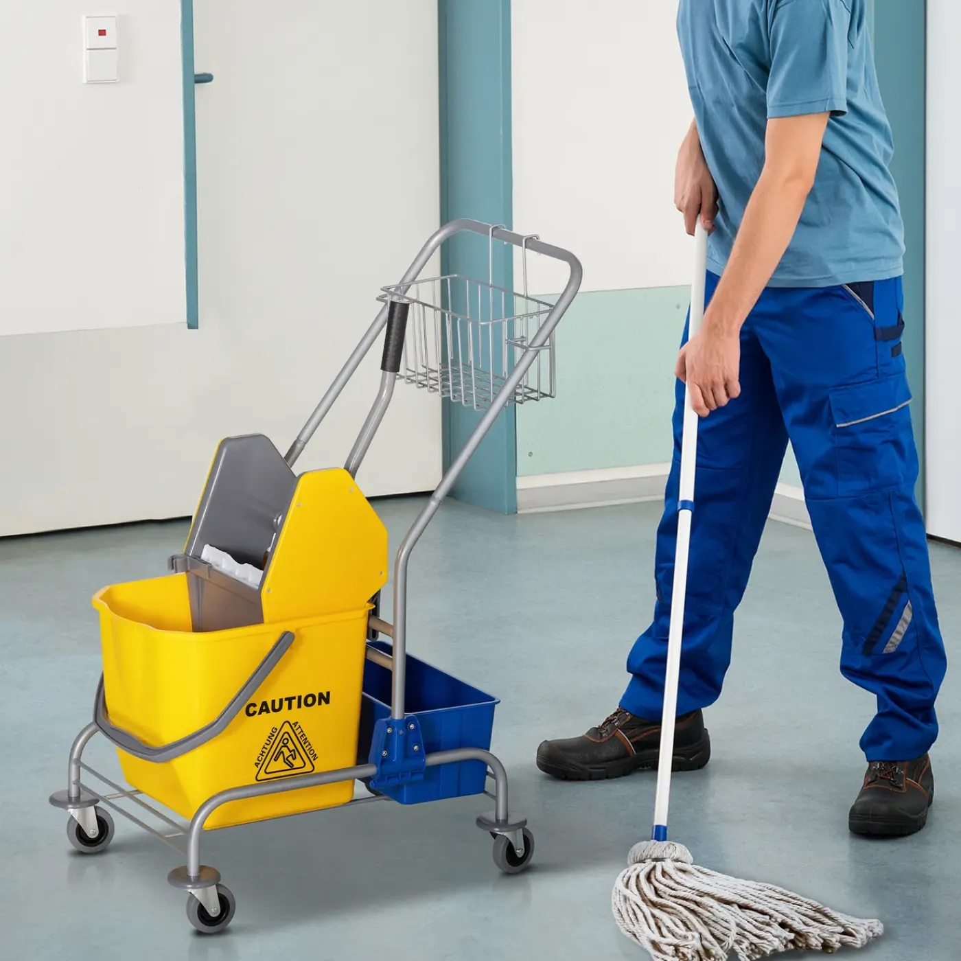 4Goodz Schoonmaakwagen Rolemmer Met Wringer Op Wielen - 26 Liter Capaciteit
