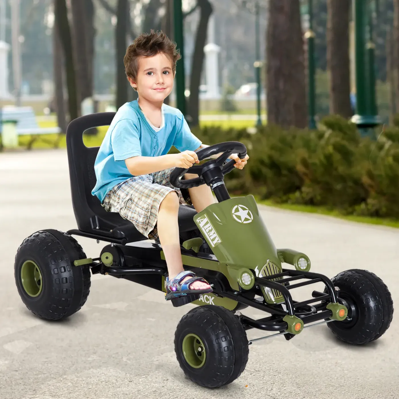 4Goodz Skelter Trapauto Met Handrem Voor Kinderen - Groen