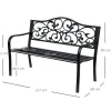 4goodz Stalen Tuinbank Met Gietijzer Armleuningen - 127x60x89cm Zwart