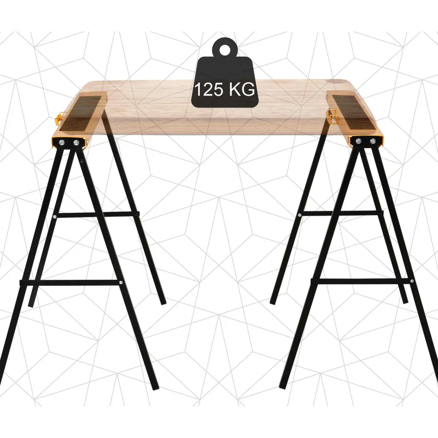 4Goodz 2 Stuks Zaagbok Staal Schragen 100x50x78 Cm Max 125 Kg - Geel Zwart